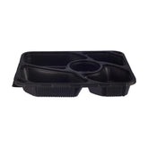 5 Compartment Black Base Rectangular Container With Clear Lid